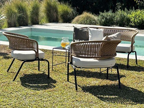 Set de sillones con mesa para exterior modelo Formentera completo