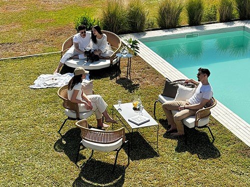 Set de sillones con mesa para exterior modelo Formentera completo