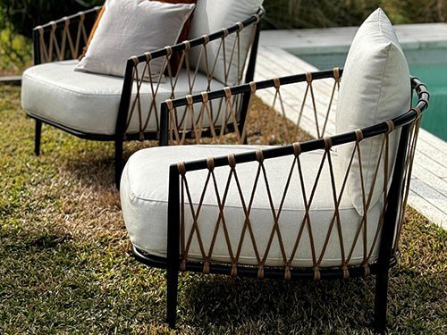 Set de sillones para exterior con almohadones modelo Milán completo