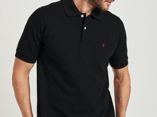 Polo de piqué liso negro- Huapi