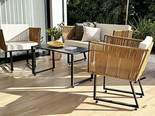 Set de sillones para exterior con almohadones modelo Delta completo