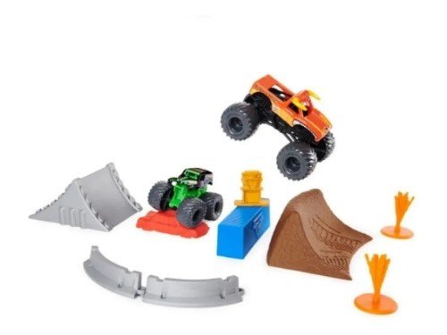 Set Acrobacias Monster Jam 1:70 Grave Digger Y El Toro Loco