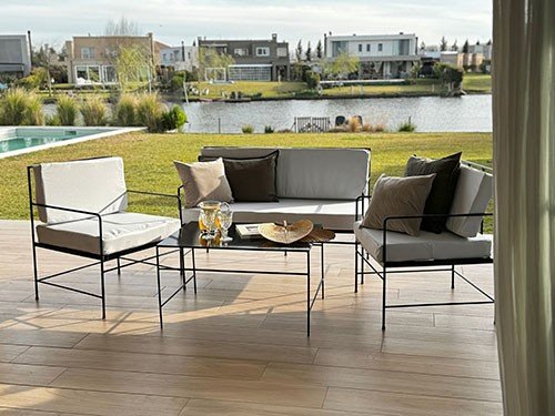 Set de sillones para exterior con almohadones modelo Camastro XXL