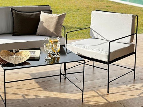 Set de sillones para exterior con almohadones modelo Camastro XL