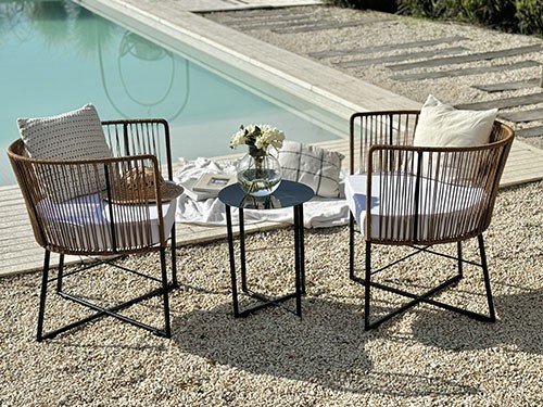 Set de sillones para exterior con almohadones modelo Gervasoni