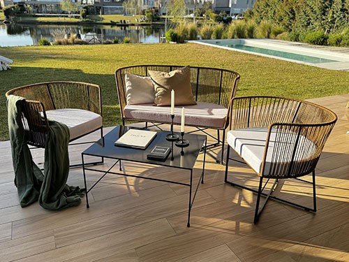 Set de sillones para exterior con almohadones modelo Gervasoni Full