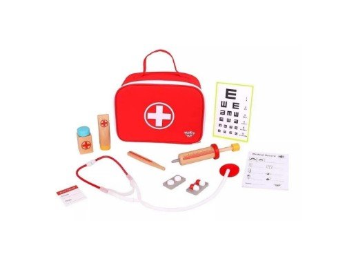 Set Médico Doctor Madera Con Bolso Juguete 11 Pz Tooky Toy Ft735