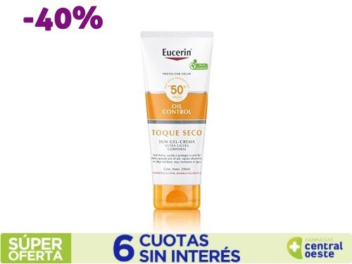 Protector solar en crema Eucerin Oil Control Sun Gel Seco FPS50 200ml