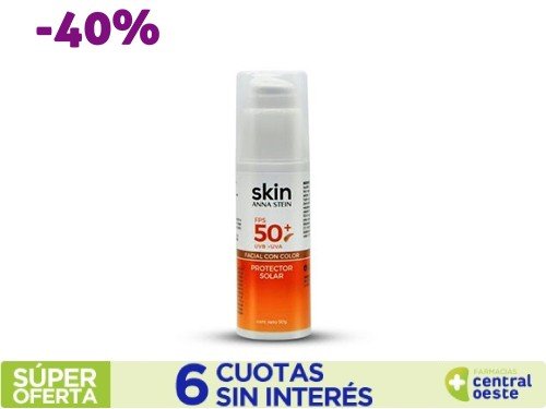 Protector Solar Anna Stein Skin Crema Facial Con Color x50gr