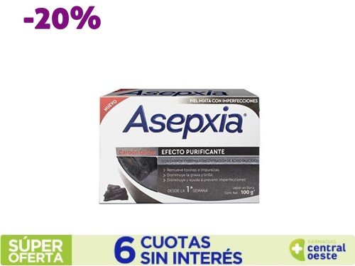 Jabón De Tocador Asepxia Carbón DÁ©tox Barra x100gr