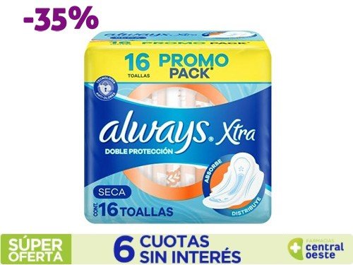 Toallas Femeninas Always Xtra Doble Proteccion Seca x16un