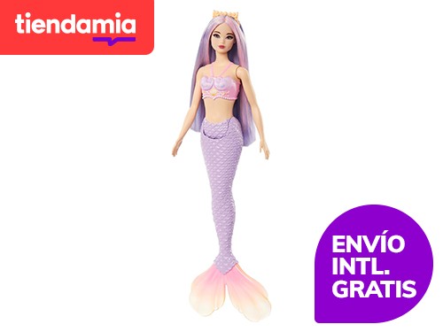 Barbie sirena con accesorios de fantasía para el pelo y diadema,