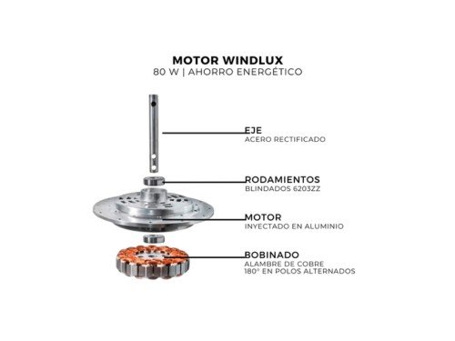 Ventilador de techo de diseño WINDLUX® Paloma versión acero