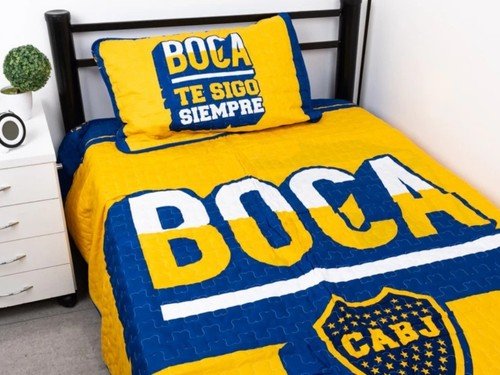 Cubrecama Cover Futbol Boca River 1 1/2 Twin Reversible Soft