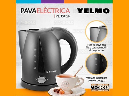 Pava Electrica Mate Desayuno 1.7 Lts Negro Yelmo