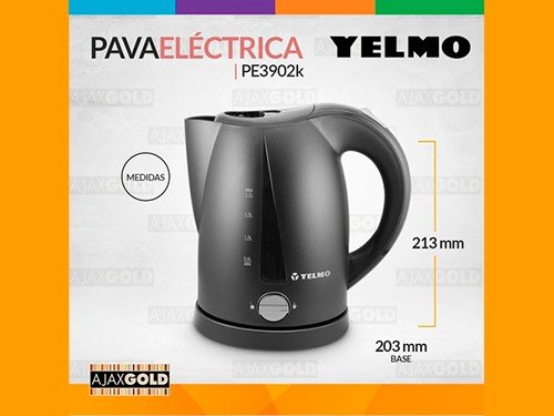 Pava Electrica Mate Desayuno 1.7 Lts Negro Yelmo