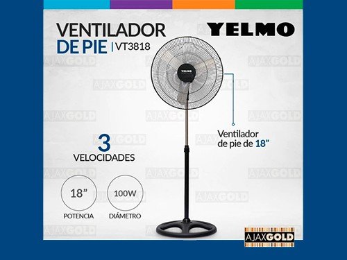 Ventilador de Pie Con Palas Aspas De Metal 18 Diametro 90 W Yelmo