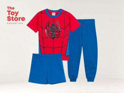 Marvel Set 3 Piezas Pijama Algodón Mangas Cortas Spiderman LIC OFICIAL