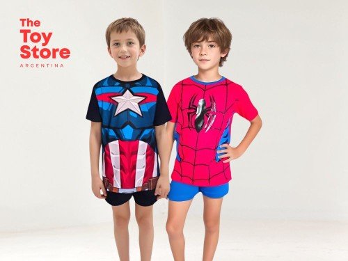 MARVEL Set X 4 Piezas Pijamas SPIDERMAN Y CAPITAN AMERICA