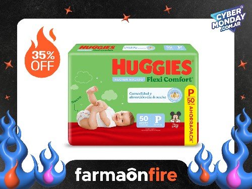 HUGGIES - Pañal flexi comfort talle p (50 unidades) edición limitada