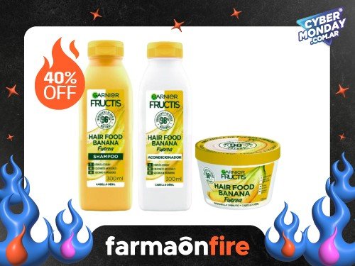 FRUCTIS - Combo hair food banana: shampoo, acondicionador y mascarilla