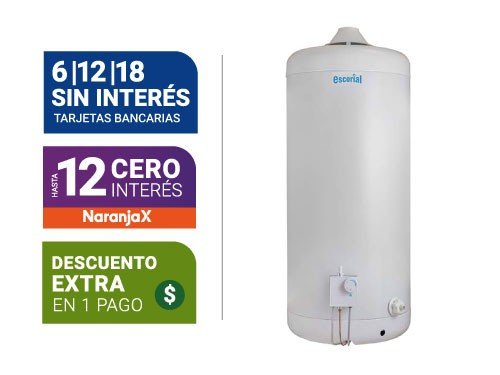 Termotanque Escorial 80Lts M-Gas C/Sup. De Colgar Blanco