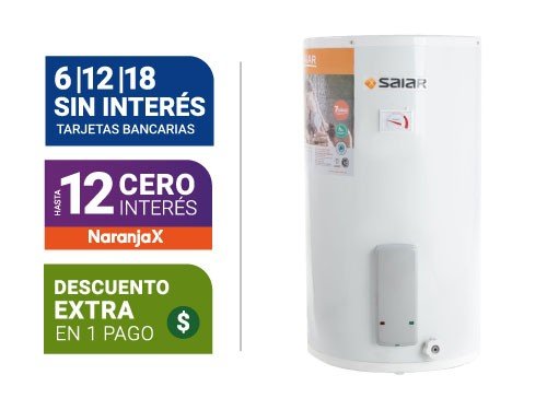 Termotanque Saiar 85L Electrico C/Inf. De Colgar Blanco