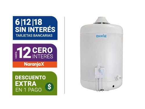 Termotanque Escorial 45Lts M-Gas C/Sup. De Colgar Blanco