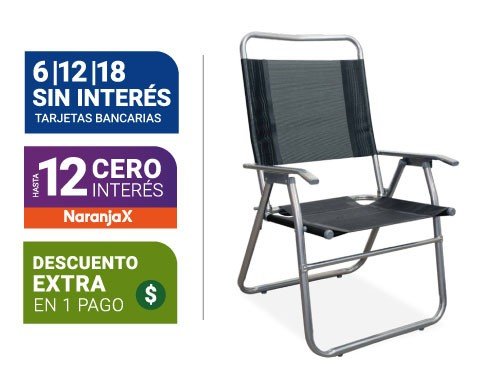 Sillon Plegable Descansar Art. 10009 Caño Gris 1"