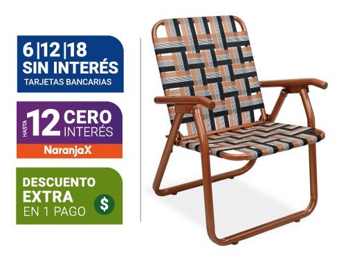 Sillon Plegable Descansar Art. 80049 Caño Aluminio Cobre 1 1/4"