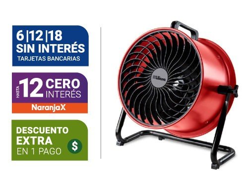 Ventilador Turbo Liliana Vthd16R Rojo 16" Alta Resistencia