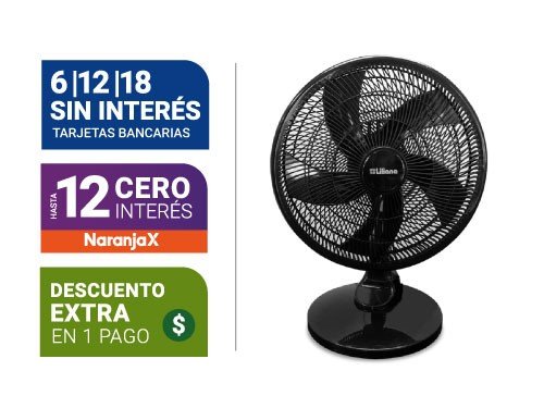 Ventilador De Mesa Liliana 16" Negro Vsop16 65W