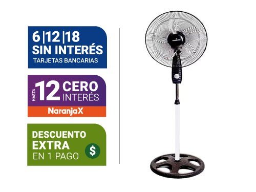 Ventilador De Pie Kacemaster Ct9A-Wheel 20" Negro 3 En 1