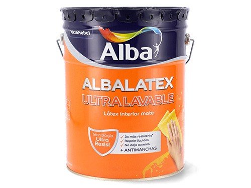 Latex Interior Albalatex Ultralavable Mate Blanco 20 Lts Alba