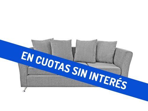 Sillón Trento X4 3 Cuerpos Chenille Zafiro Gris Claro