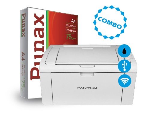 Combo Impresora Pantum P2509W Laser Mono Wifi + Resma