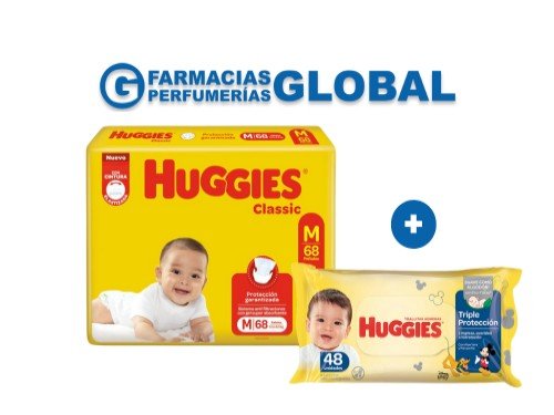 Pañales Huggies Triple Protección M X68 +  Toallitas Regalo!