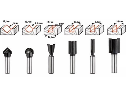 Set 12 Fresas Para Router Fresadora 8mm Einhell