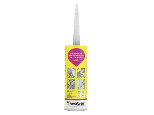 Sellador de silicona neutra con fungicida x 300 ml - WEBER SILICONA C