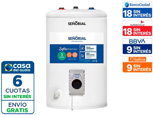 Termotanque Eléctrico Señorial Zafiro TESZP-65 50Lts C/Sup