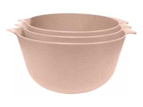 Set 3 Bowls Batidores Pico Vertedor Plastico Carol Areia