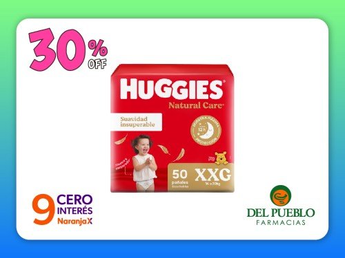 Pañal Huggies Natural Care Ahorra Pack Talle XXG x 50 unid