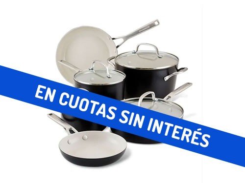 Baterias de Cocina KitchenAid Ceramicas 10 Piezas Negro