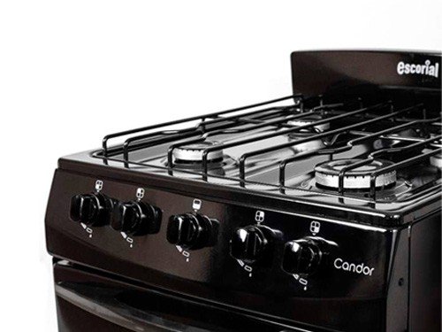 Cocina Negra 50cm 4 Hornallas Gas Natural Escorial Candor