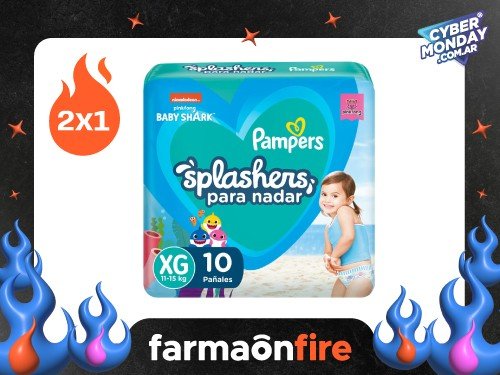 PAMPERS - Pañales Splashers para agua talle xg (10 unidades)