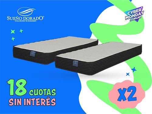 Oferta 2 Colchones 1 Plaza 80 x 190 x 23 Foam center Sueño Dorado