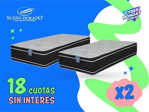 Oferta 2 Colchones 1 Plaza y media 90x190x23 Rembrandt Sueño Dorado