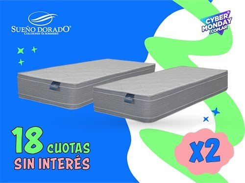 Oferta 2 Colchones 1 Plaza 80 x 190 x 23 Vasari Sueño Dorado