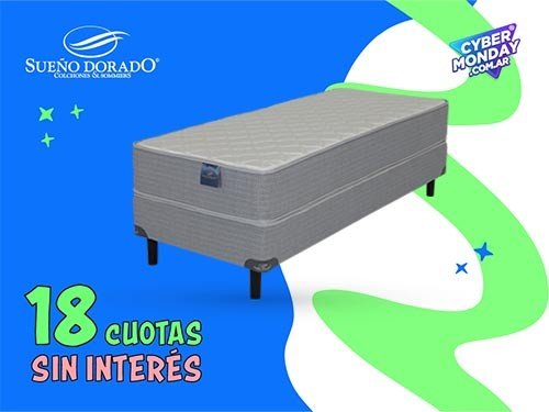 Sommier una plaza y media Resortes 100x190 Sanzio Sueño dorado