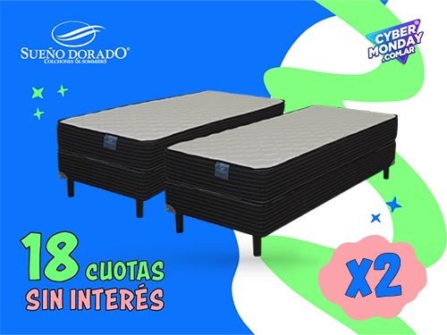 Oferta 2 Sommier 1 Plaza 80 x 190 x 23 Foam center Sueño Dorado